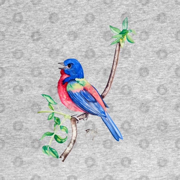 Watercolor Painted Bunting by ptowndanig